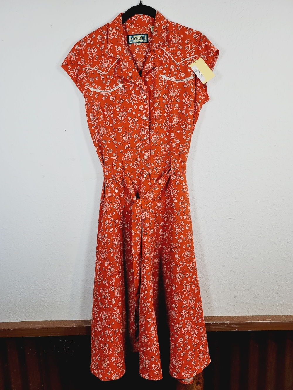 Shyanne Orange Western Floral Summer Dress, Size Small